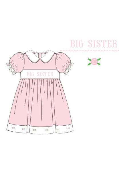 The Smocked Flamingo Apparel & Accessories Pre-Order Smocked Big Sister Floret Pink Knit Dress