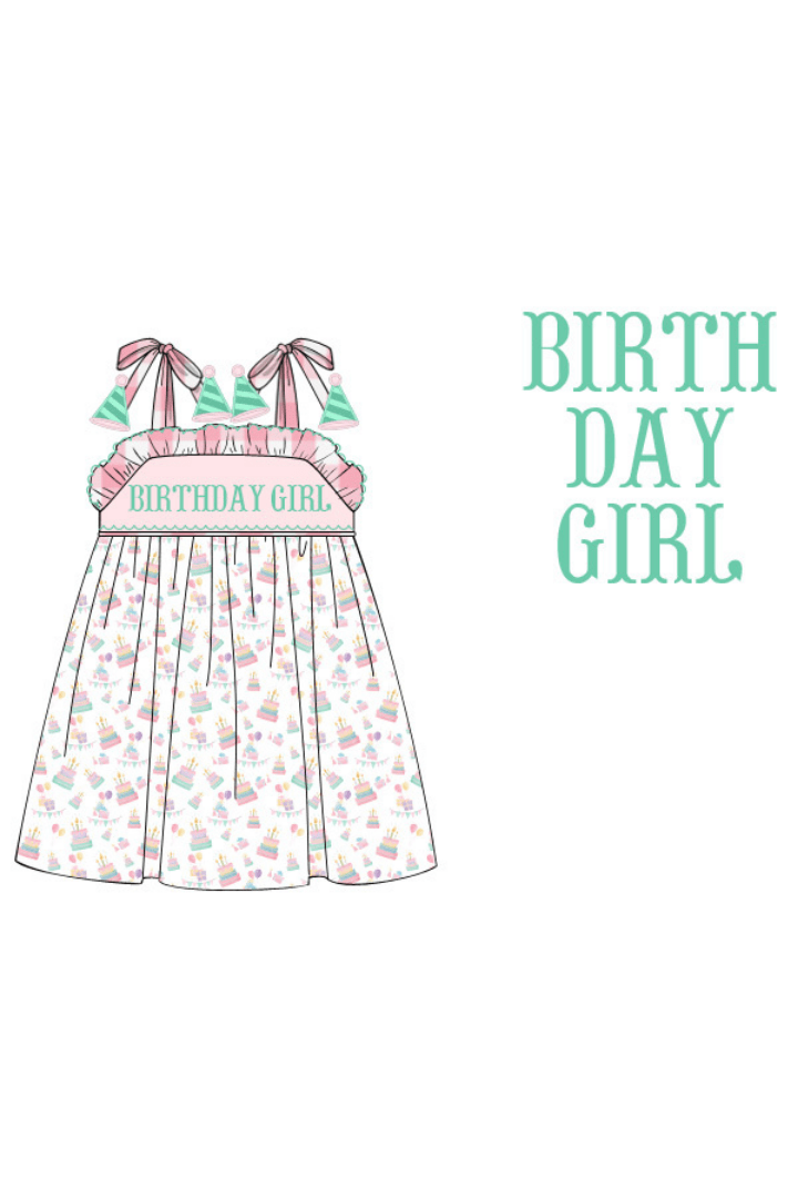 The Smocked Flamingo Apparel & Accessories Pre-Order Smocked Birthday Girl Party Hat Dress