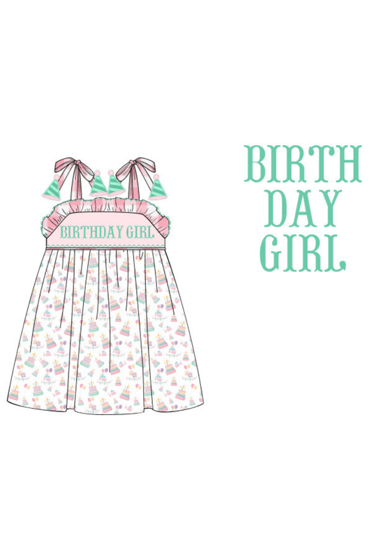 The Smocked Flamingo Apparel & Accessories Pre-Order Smocked Birthday Girl Party Hat Dress