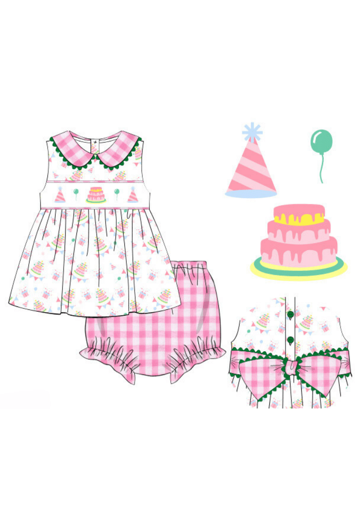 The Smocked Flamingo Apparel & Accessories Pre-Order Smocked Birthday Party Bloomer Set