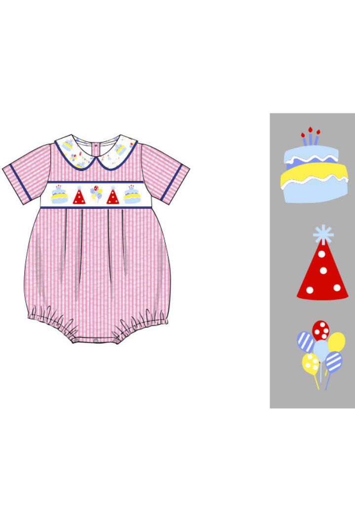 The Smocked Flamingo Apparel & Accessories Pre-Order Smocked Birthday Party Seersucker Bubble