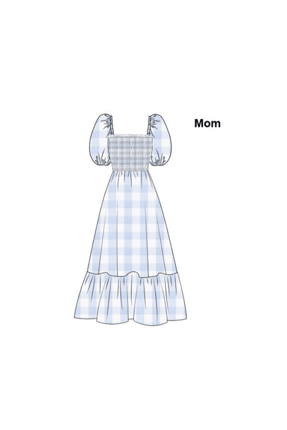 The Smocked Flamingo Apparel & Accessories Pre-Order Smocked Blue Buffalo Check Matching Mom Dress
