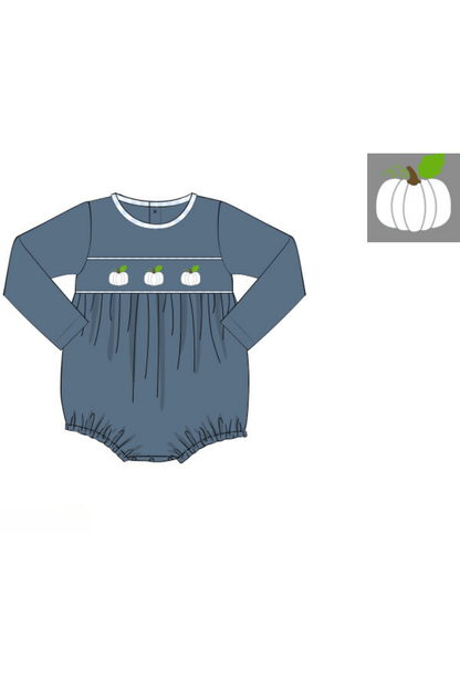 The Smocked Flamingo Apparel & Accessories Pre-Order Smocked Blue Stone Pumpkin Bubble