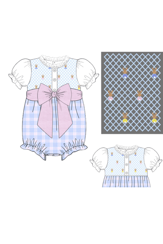 The Smocked Flamingo Apparel & Accessories Pre-Order Smocked Bullion Bunny Heirloom Bubble