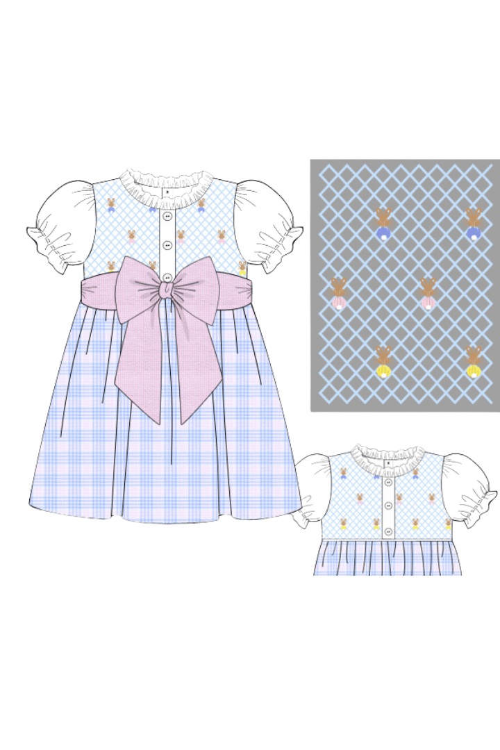 The Smocked Flamingo Apparel & Accessories Pre-Order Smocked Bullion Bunny Heirloom Dress