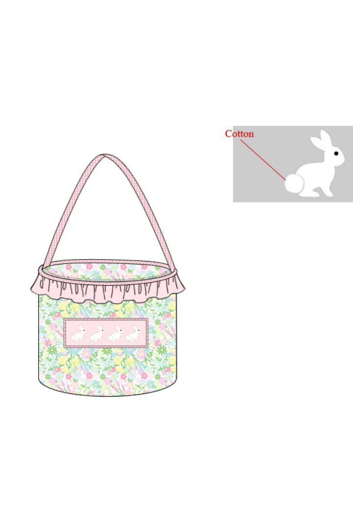 The Smocked Flamingo Apparel & Accessories Pre-Order Smocked Bunny Ellie Floral Basket