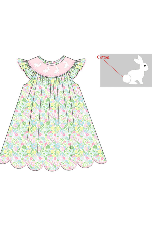 The Smocked Flamingo Apparel & Accessories Pre-Order Smocked Bunny Ellie Floral Dress