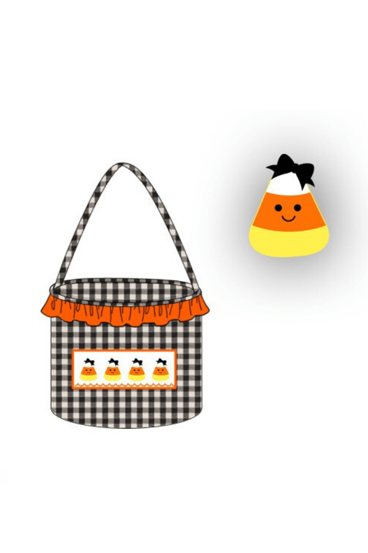 The Smocked Flamingo Apparel & Accessories Pre-Order Smocked Candy Corn Gingham Treat Basket