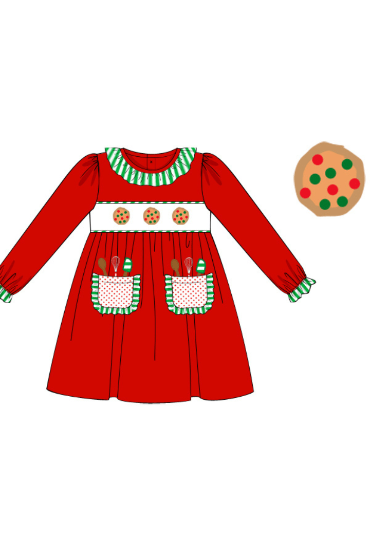 The Smocked Flamingo Apparel & Accessories Pre-Order Smocked Christmas Cookies Dress