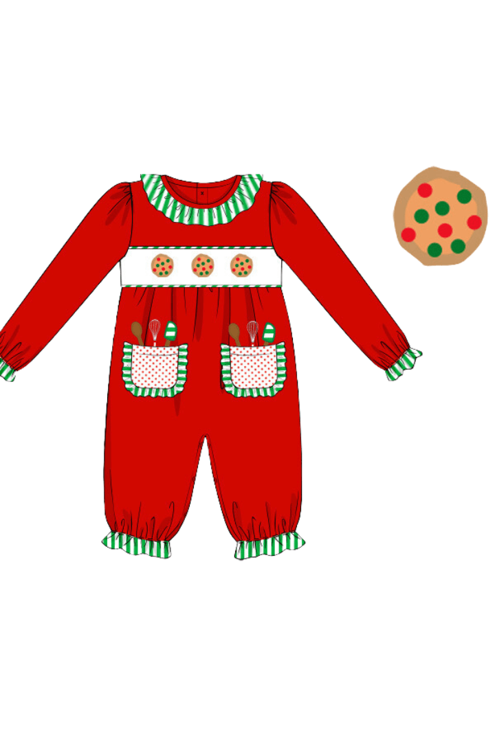 The Smocked Flamingo Apparel & Accessories Pre-Order Smocked Christmas Cookies Romper