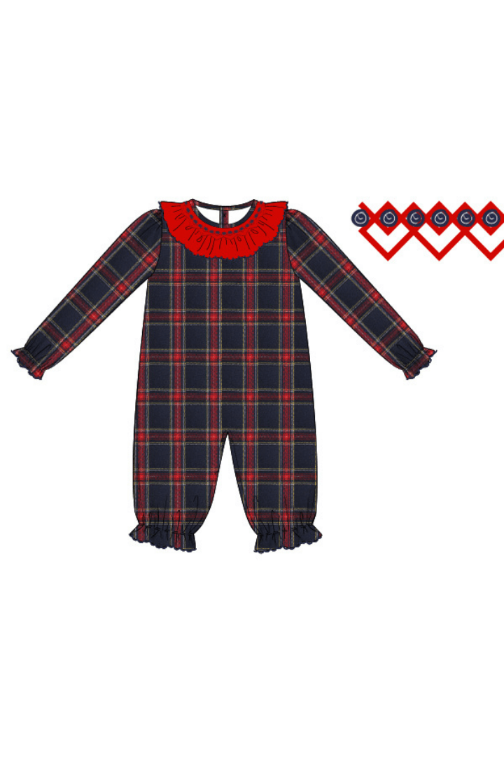 The Smocked Flamingo Apparel & Accessories Pre-Order Smocked Christmas Tartan Plaid Ruffle Romper