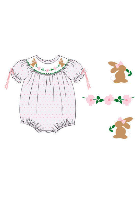 The Smocked Flamingo Apparel & Accessories Pre-Order Smocked Classic Bunny Swiss Dot Bubble