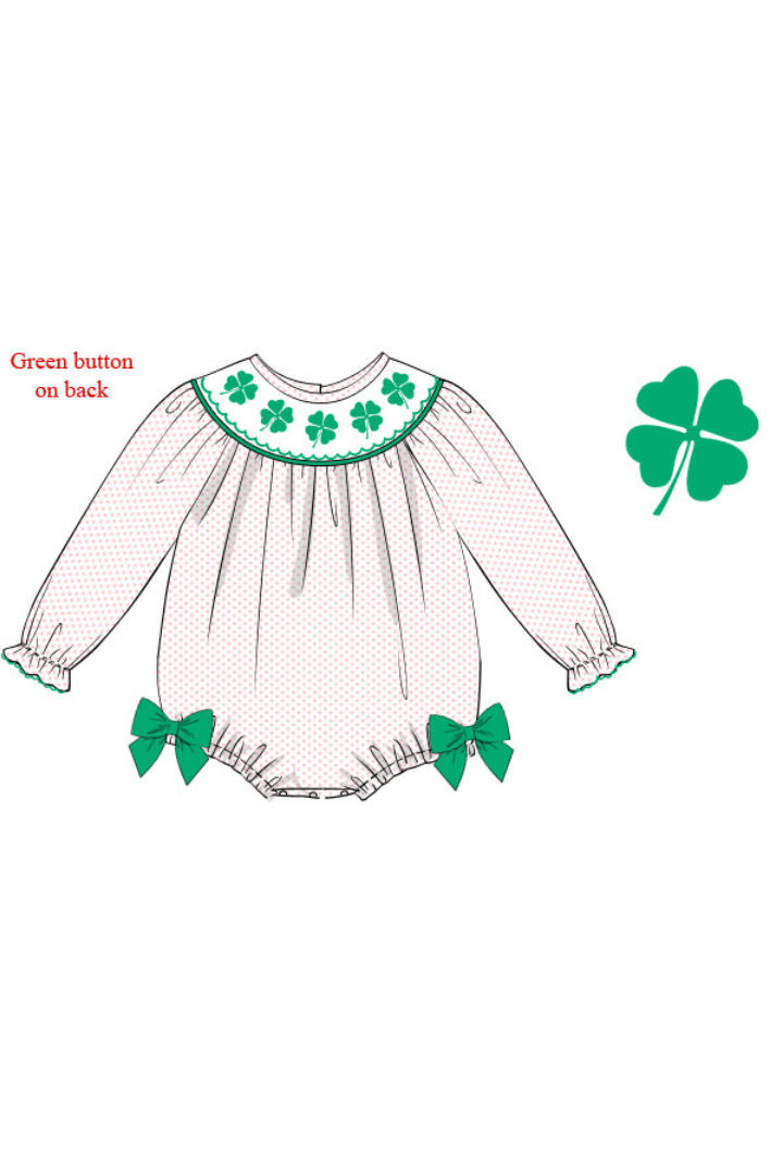 The Smocked Flamingo Apparel & Accessories Pre-Order Smocked Clover Bitty Dot Bishop Bubble