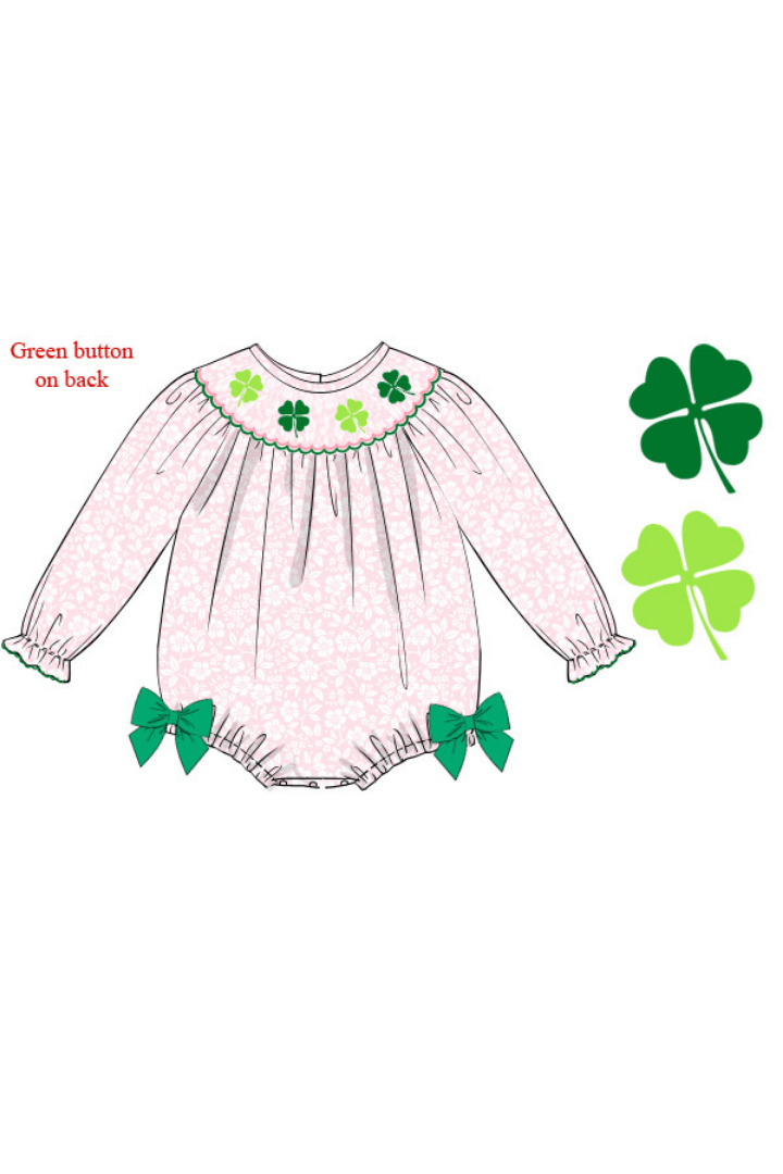 The Smocked Flamingo Apparel & Accessories Pre-Order Smocked Clover Pink Floral Bishop Bubble