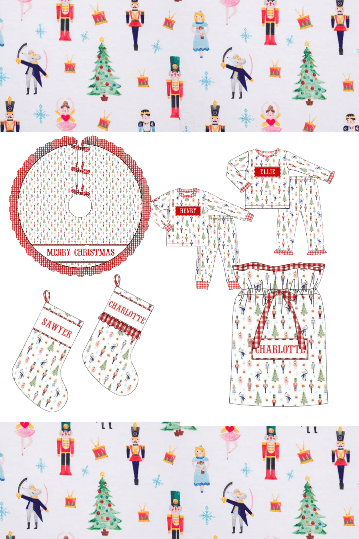 The Smocked Flamingo Apparel & Accessories Pre-Order Smocked Custom Name Classic Nutcracker Christmas Trimmings (Copy)