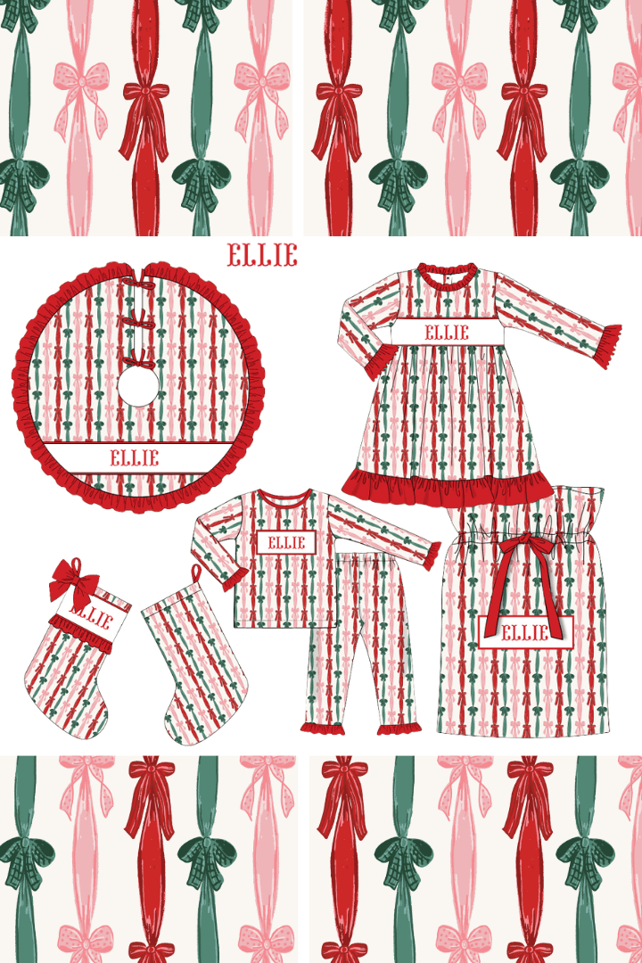 The Smocked Flamingo Apparel & Accessories Pre-Order Smocked Custom Name Holiday Bows Trimmings
