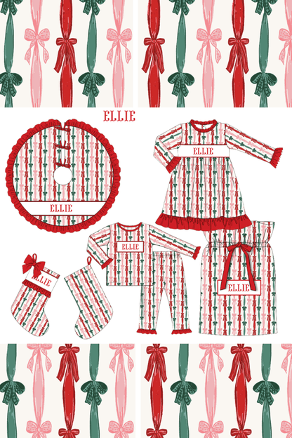 The Smocked Flamingo Apparel & Accessories Pre-Order Smocked Custom Name Holiday Bows Trimmings