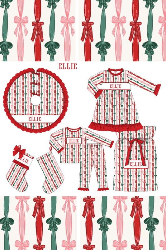 The Smocked Flamingo Apparel & Accessories Pre-Order Smocked Custom Name Holiday Bows Trimmings