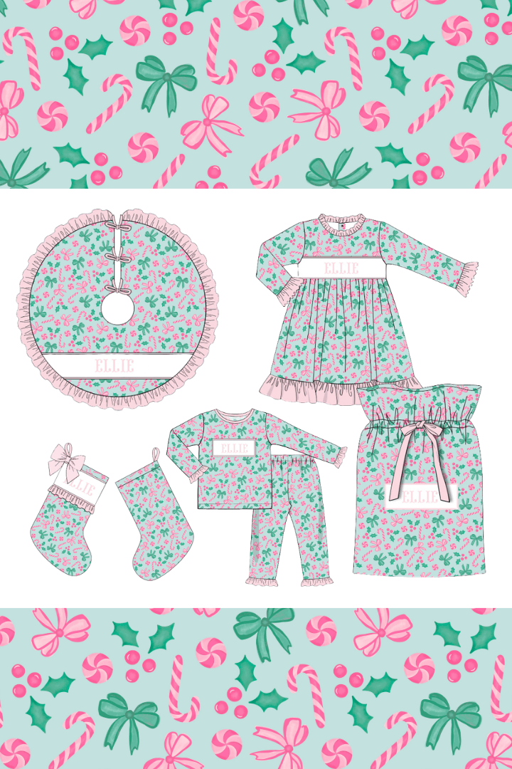 The Smocked Flamingo Apparel & Accessories Pre-Order Smocked Custom Name Holiday Cheer Trimmings