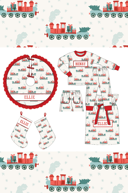 The Smocked Flamingo Apparel & Accessories Pre-Order Smocked Custom Name Holiday Train Trimmings