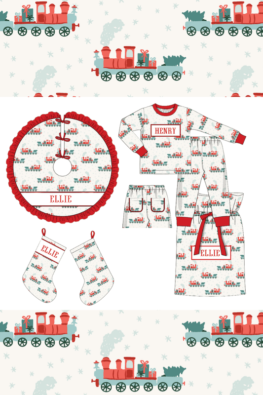 The Smocked Flamingo Apparel & Accessories Pre-Order Smocked Custom Name Holiday Train Trimmings