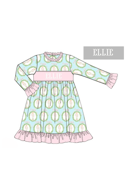 The Smocked Flamingo Apparel & Accessories Pre-Order Smocked Custom Name Mint Nutcracker Christmas Trimmings