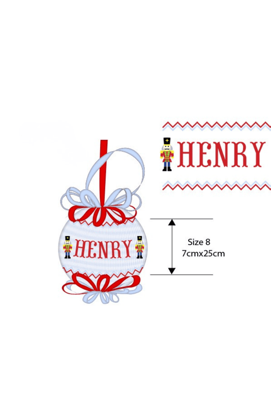The Smocked Flamingo Apparel & Accessories Pre-Order Smocked Custom Name Nutcracker Blue and Red Ornament