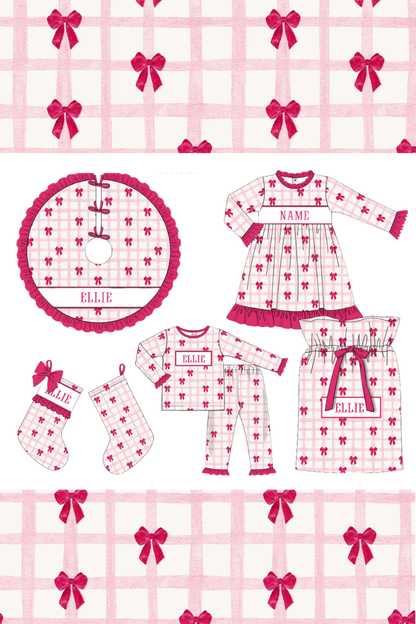 The Smocked Flamingo Apparel & Accessories Pre-Order Smocked Custom Name Pink Bow Trimmings