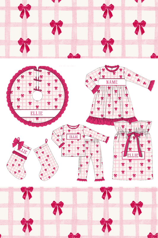 The Smocked Flamingo Apparel & Accessories Pre-Order Smocked Custom Name Pink Bow Trimmings