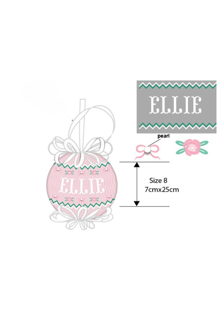 The Smocked Flamingo Apparel & Accessories Pre-Order Smocked Custom Name Pink Pearl Flower Ornament