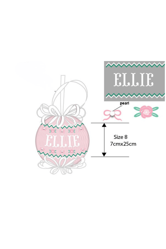 The Smocked Flamingo Apparel & Accessories Pre-Order Smocked Custom Name Pink Pearl Flower Ornament