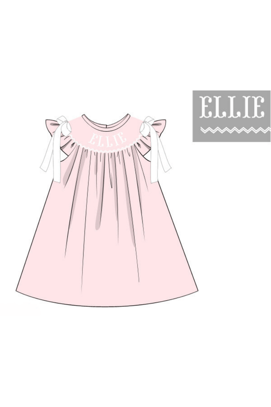 The Smocked Flamingo Apparel & Accessories Pre-Order Smocked Custom Name Pink Pique Dress