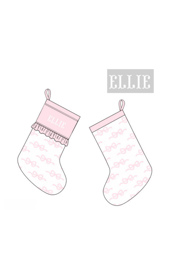 The Smocked Flamingo Apparel & Accessories Pre-Order Smocked Custom Name Pink Sweet Bow Christmas Trimmings