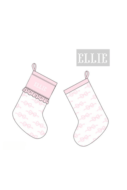 The Smocked Flamingo Apparel & Accessories Pre-Order Smocked Custom Name Pink Sweet Bow Christmas Trimmings