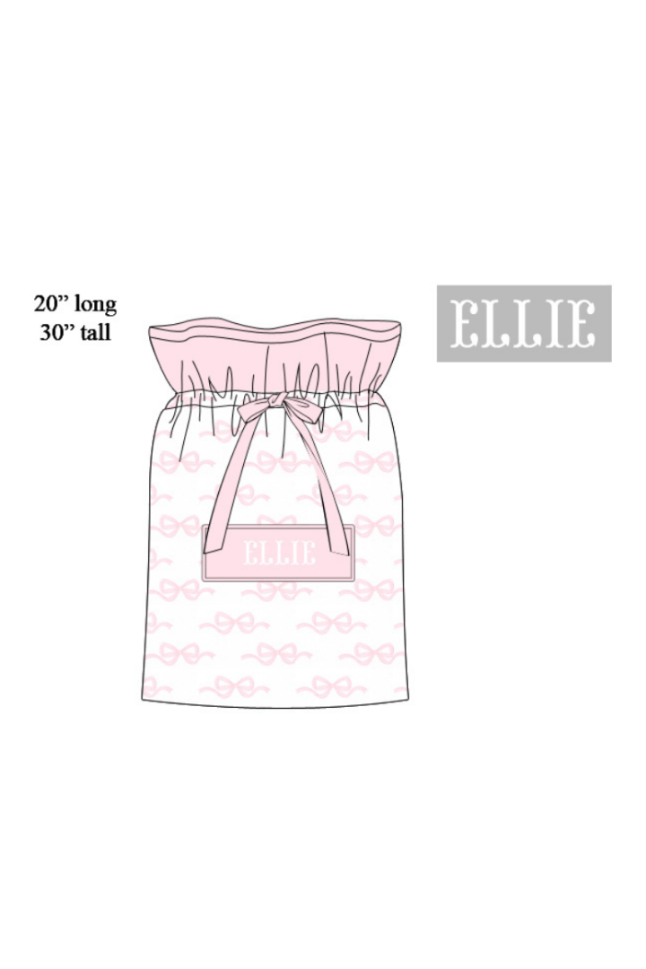 The Smocked Flamingo Apparel & Accessories Pre-Order Smocked Custom Name Pink Sweet Bow Christmas Trimmings