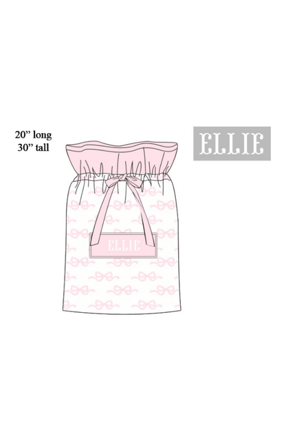 The Smocked Flamingo Apparel & Accessories Pre-Order Smocked Custom Name Pink Sweet Bow Christmas Trimmings