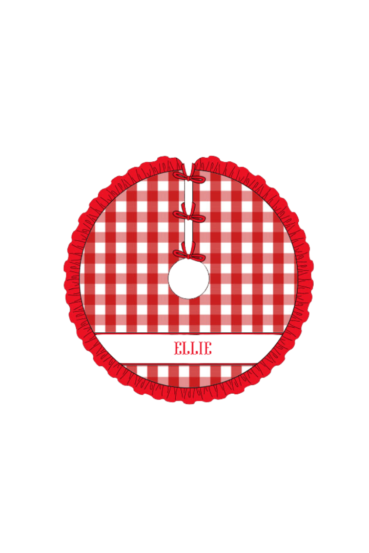 The Smocked Flamingo Apparel & Accessories Pre-Order Smocked Custom Name Red Gingham Christmas Trimmings