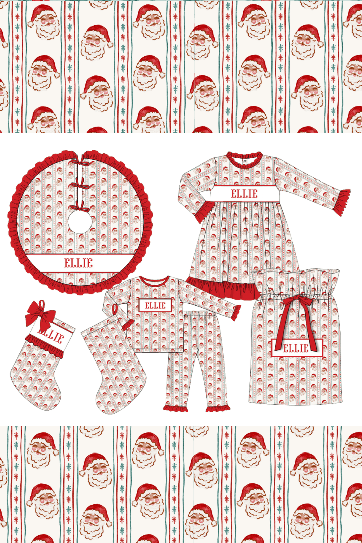 The Smocked Flamingo Apparel & Accessories Pre-Order Smocked Custom Name Santa Christmas Trimmings