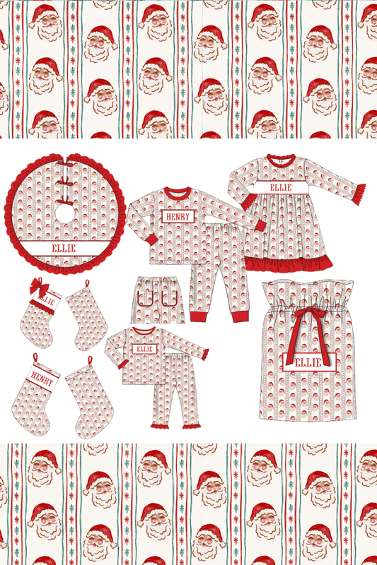 The Smocked Flamingo Apparel & Accessories Pre-Order Smocked Custom Name Santa Christmas Trimmings