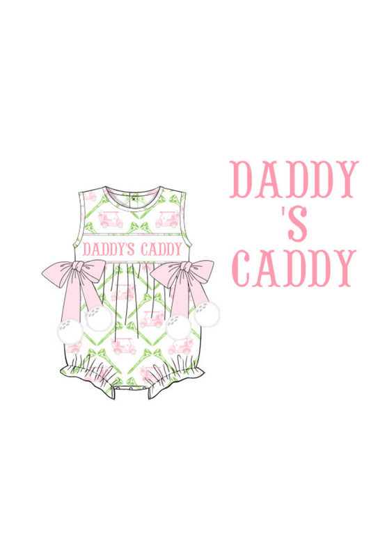 The Smocked Flamingo Apparel & Accessories Pre-Order Smocked Daddy's Caddy Pink Bow Bubble