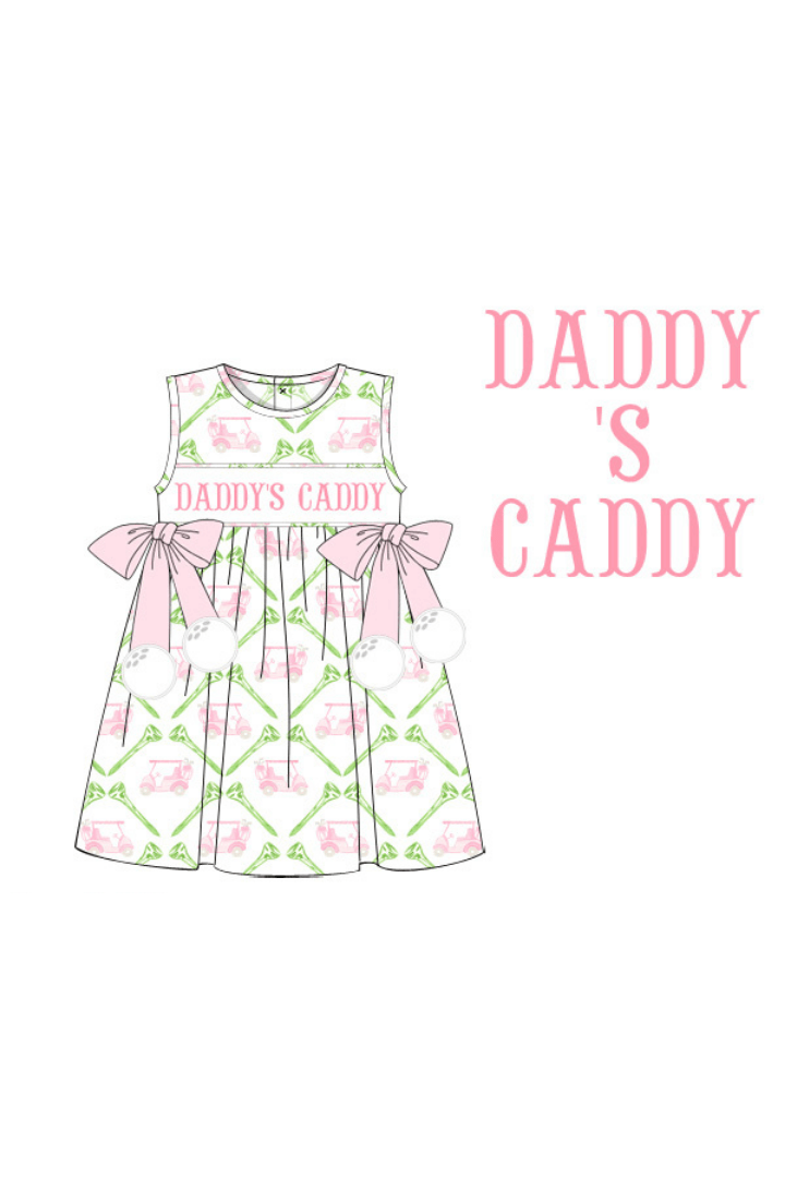 The Smocked Flamingo Apparel & Accessories Pre-Order Smocked Daddy's Caddy Pink Bow Dress