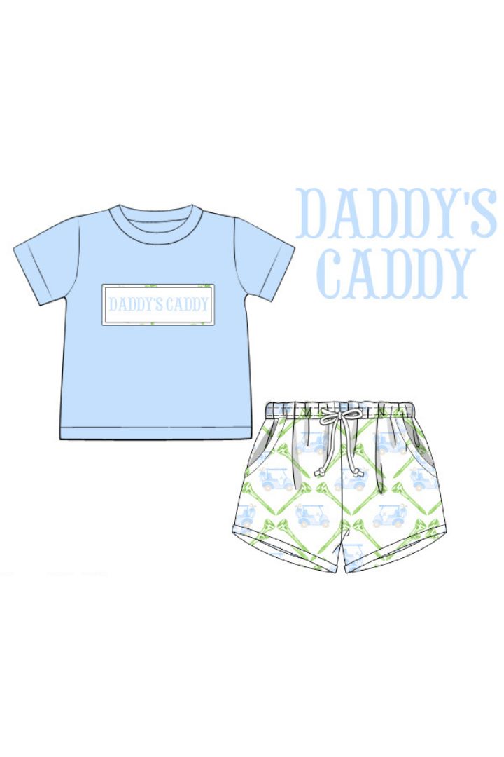 The Smocked Flamingo Apparel & Accessories Pre-Order Smocked Daddy's Caddy Short Set