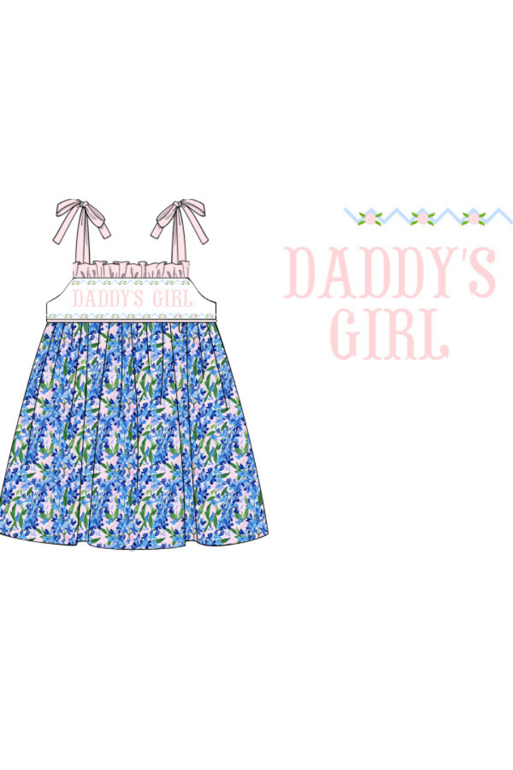 The Smocked Flamingo Apparel & Accessories Pre-Order Smocked Daddy's Girl Blue and Pink Floral Dress