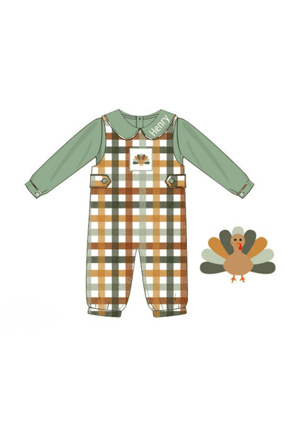 The Smocked Flamingo Apparel & Accessories Pre-Order Smocked Fall Floral Turkey 2 Pc Romper