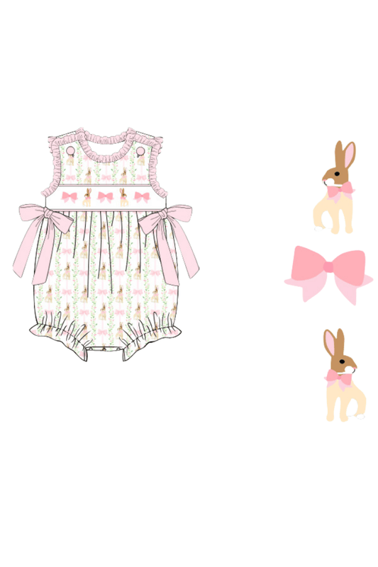 The Smocked Flamingo Apparel & Accessories Pre-Order Smocked Fancy Bunny Bow Bubble