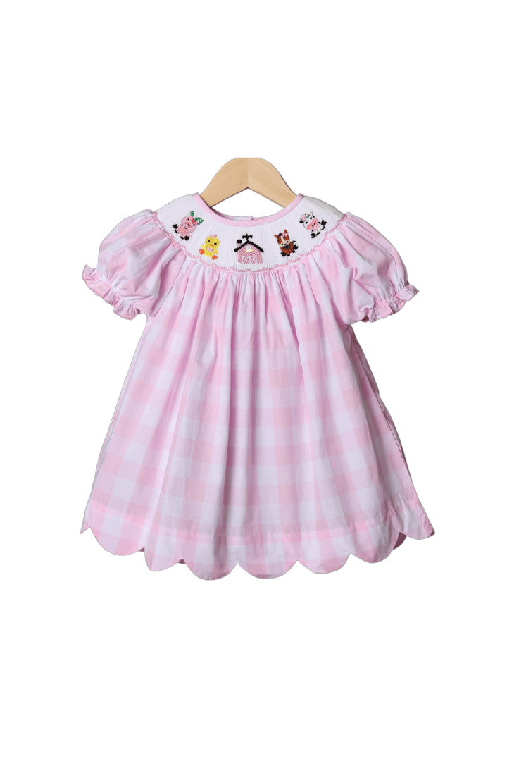 The Smocked Flamingo Apparel & Accessories Pre-Order Smocked Fancy Farm Friends Short Sleeve Dress