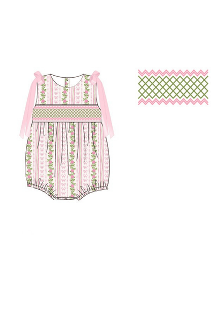The Smocked Flamingo Apparel & Accessories Pre-Order Smocked Fancy Floral Bow Bubble
