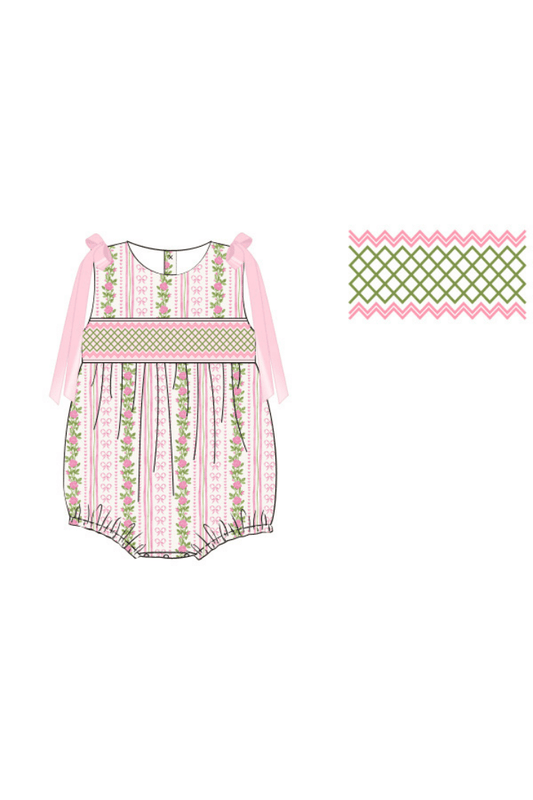 The Smocked Flamingo Apparel & Accessories Pre-Order Smocked Fancy Floral Bow Bubble