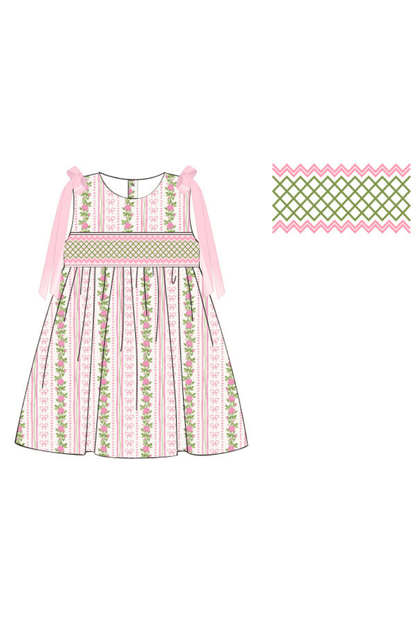 The Smocked Flamingo Apparel & Accessories Pre-Order Smocked Fancy Floral Bow Dress