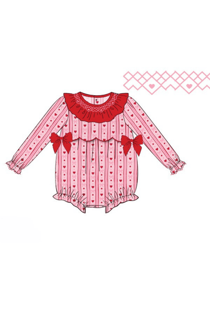 The Smocked Flamingo Apparel & Accessories Pre-Order Smocked Fancy Hearts Bow Bubble